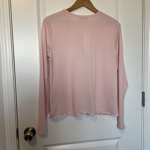 NWT Como Coquette Y2K Pink Bow Button Detail Knit Top Soft Girl Romantic Size M - Picture 4 of 9